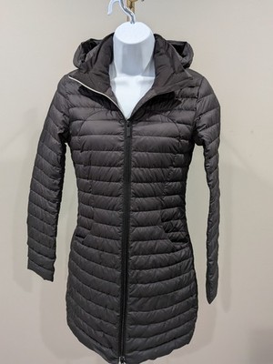 Lululemon Black Pack It Down Goose Down Long Hooded Puffer Jacket Size 2