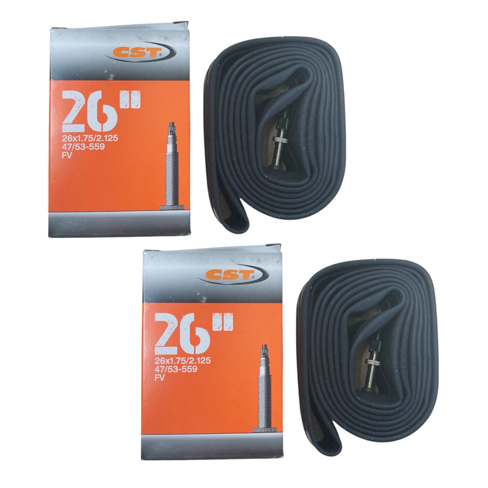CST 26"" x 1.75-2.125 Mountain Bike Inner Tubes - 32mm Presta Valves (Pair)