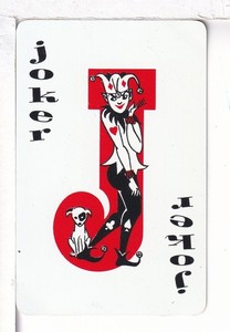 Single Playing Card Joker, "Jester in J" Unknown, Unknown, 1990's