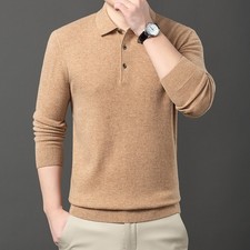 Light Luxury Cashmere 93 Wool Mens Solid Color T-shirt Collar Sweater Warm Tops