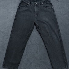 Vintage 1990s USA Wrangler Starlogo Workwear Faded Black Denim Jeans Size 33x30