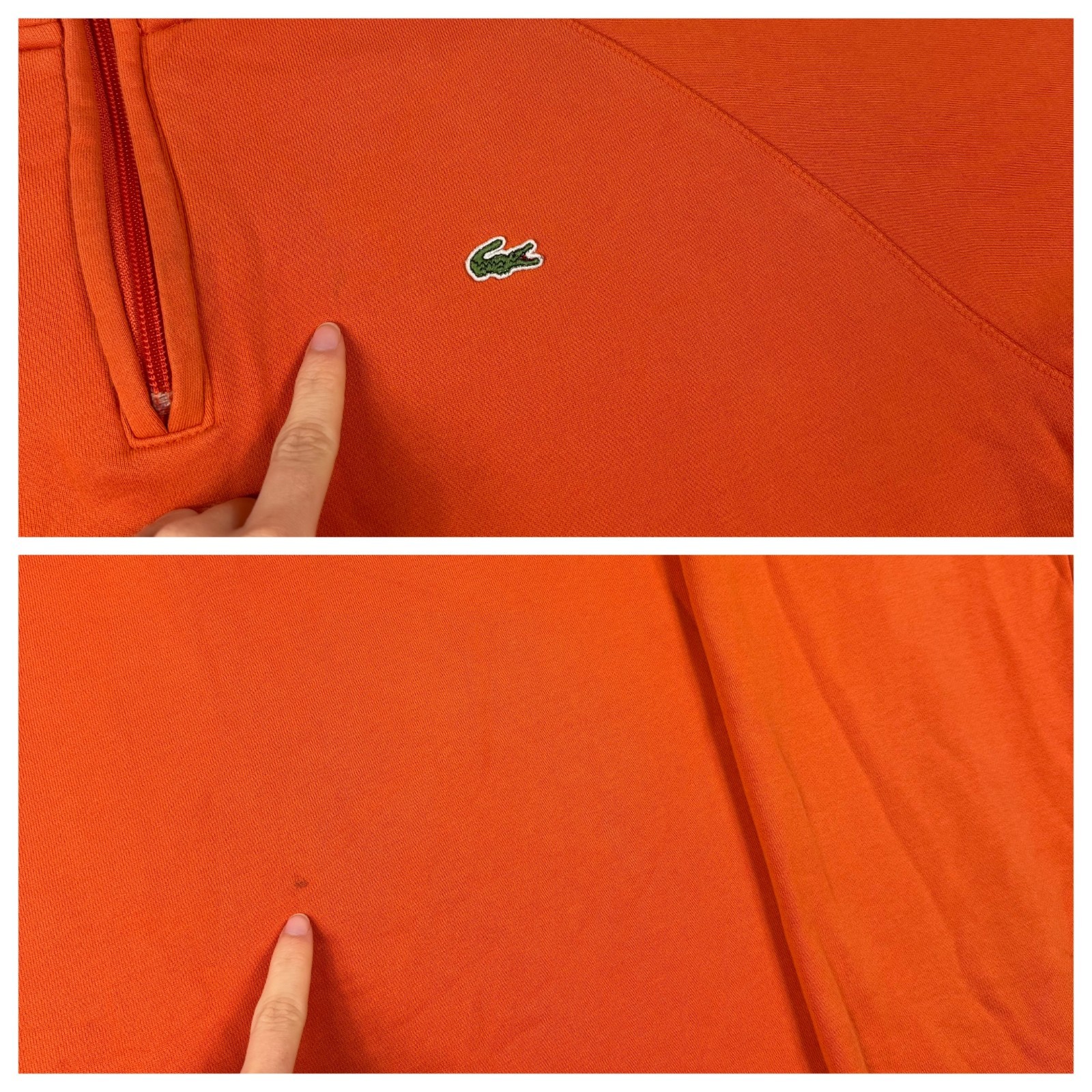 Vintage Lacoste 2000's Y2K Orange Sz 6 / XL Quarter Zip Pullover Sweatshirt image 6