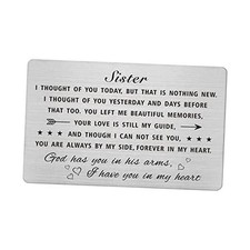 Sympathy Gifts for Loss of - Memorial Wallet Card Inserts for Loss of- Sister