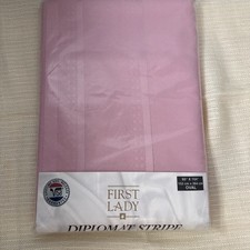New First Lady Oval Tablecloth 60 x104 Diplomat Stripe No Iron Soil Releasing