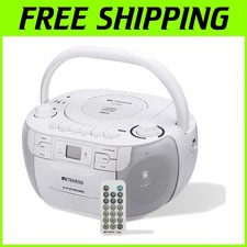 Boombox CD Player with Tape Recording, USB Drive, White