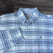 Brooks Brothers Regent Fit Dress Shirt Men's XL Long Sleeve Plaid Blue White