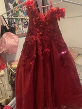 Red Puffy Sparkly Flower Girl Formal Dress 4T-5T