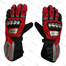 Aprilia RSV4 Motorcycle Leather Racing Gloves | Motorbike Riding Protective Gant