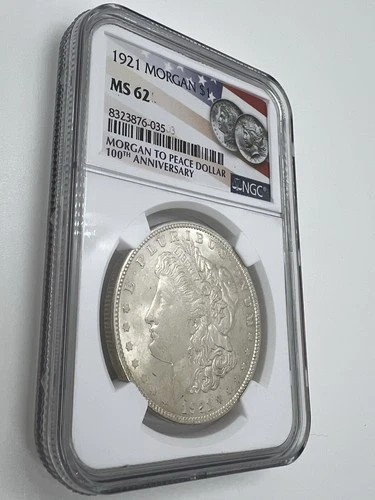 1921 MS62 Morgan Silver Dollar NGC 100th 2021 Label Philadelphia