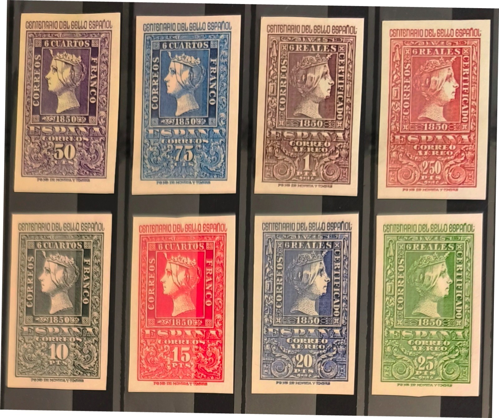 Edifil 1075-1082 MNH serie completa sellos España 1950 Centenario Sello Español.