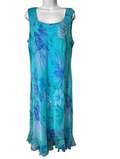 Believe Woman Y2K Blue Floral Asymmetrical Fairycore Maxi Dress Size 16W