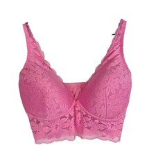 PINK Victoria s Secret Lace Longline Wireless Bralette Bra Pink - Size M DD