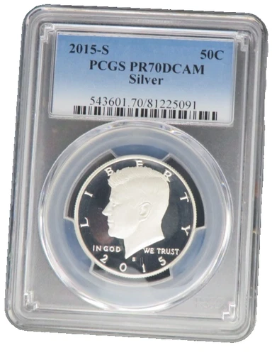 PERFECT 2015 S SILVER  KENNEDY PCGS  PR 70 DCAM LOW MINTAGE LOW POP BLUE LABEL