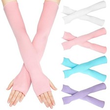 4 Pairs Sun Protection UV Gloves White, Pink, Taro Purple, Sky Blue