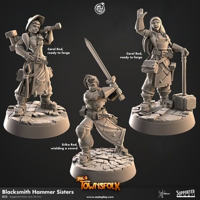 female blacksmith miniature - CastnPlay - DnD miniatures - Role Playing Game - 