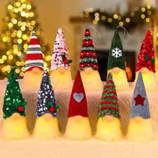 Gnome Christmas Ornaments with Led Light, Christmas Tree Hanging Gnomes
