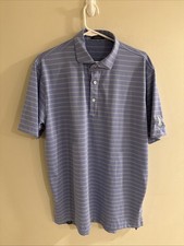 Turtleson Performance Polo Shirt Mens Large Purple Striped Stretch Golf Preppy