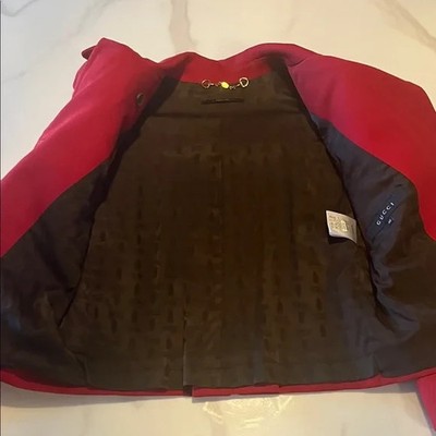 ジャケット・アウター 2008 GUCCI - Horsebit Harness Jacket Gucci 2008 Frida Giannini Red Horsebit Chain Cropped Jacket IT 40