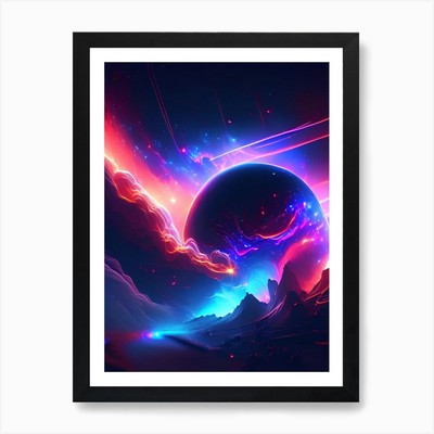 Galaxies Neon Nights Space Art Prin Framed Wall Art Poster Canvas Print Picture
