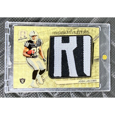 2019 Spectra Josh Jacobs Monumental Materials Gold Vinyl Prizm Game-Used RC 1/1