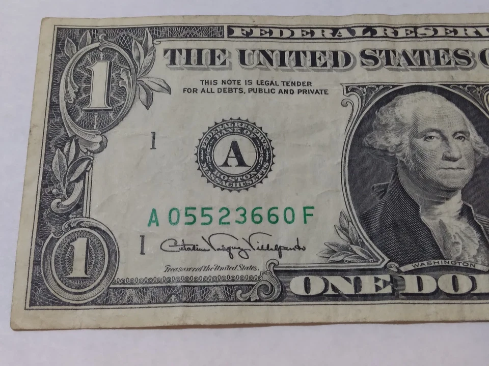 $1 Bill 1988 A Web Press Note Boston, A/L - Image 2 of 4