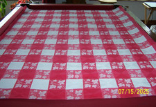 Vintage Tablecloth Red/White Leaf/Berries