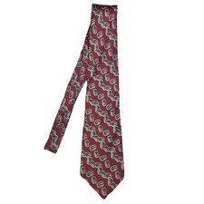 Strathmore Tie Mens One Size Burgundy Silk Made in USA Italian Fabric Pattern