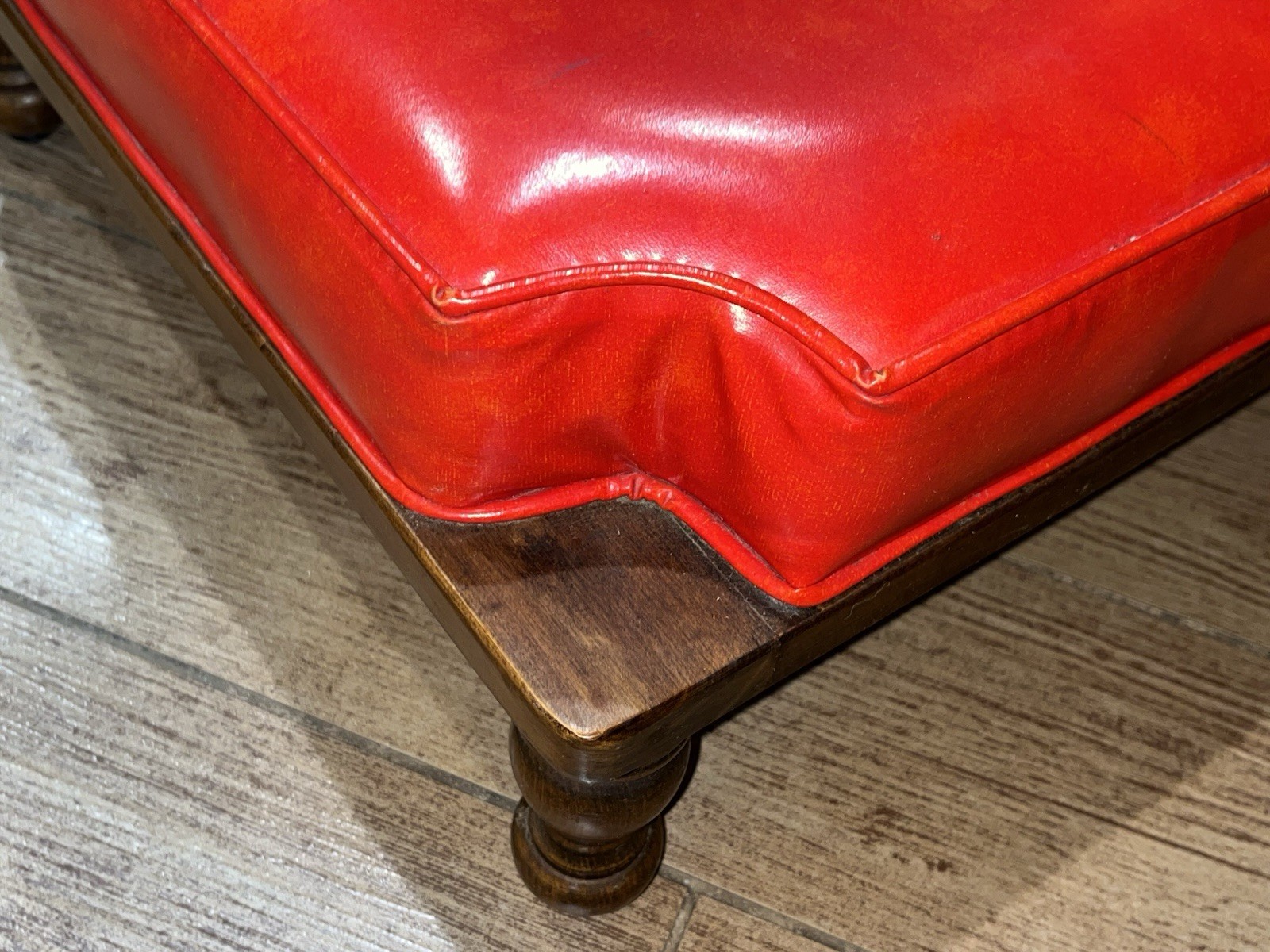 Vintage MCM Ethan Allen (?) Stacking Foot Stool BRIGHT RED Ottoman ~ VERY NICE!