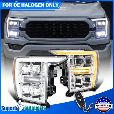 Projector Headlights For 2021-2023 Ford F150 Halogen Type LED DRL Switchback