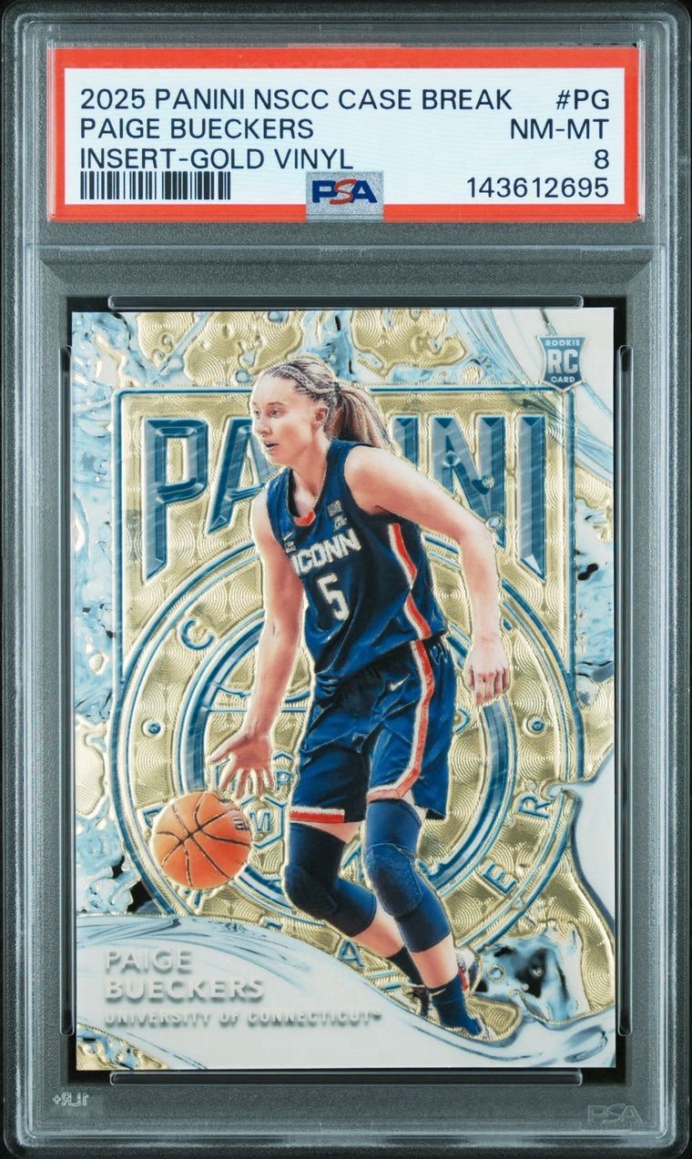 2025 Panini National NSCC Gold Vinyl Insert RC #10/10 Paige Bueckers PSA 8 UConn