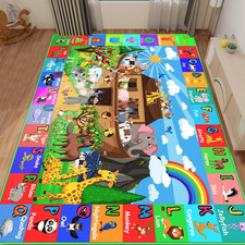 ABC Kids Rug for Playroom 78.7 59 in Noah's Ark Animals Rug Play Mat Alphabet
