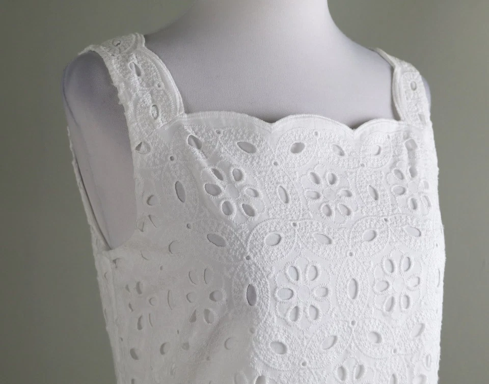 TALBOTS NWT $139 Embroidered Eyelet Scalloped Lined Dress Size 2 Petite - Image 3 of 4