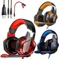 3.5mm Wired Gaming Headsets with Mic LED Headphones for PC PS4 PS5 Xbox Laptop