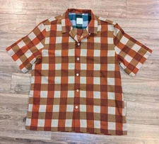 Paul Smith Shirt Mens Rust Check Camp Collar Lightweight Italy Made Button Up XL