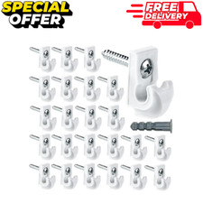 24 Pack White Wire Shelf Wall Clips Heavy Duty Closet Shelving Brackets w Screws