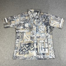 Vintage Lilly Dache Shirt 70s Polo Disco Mens XL Cruise Polyester Geometric