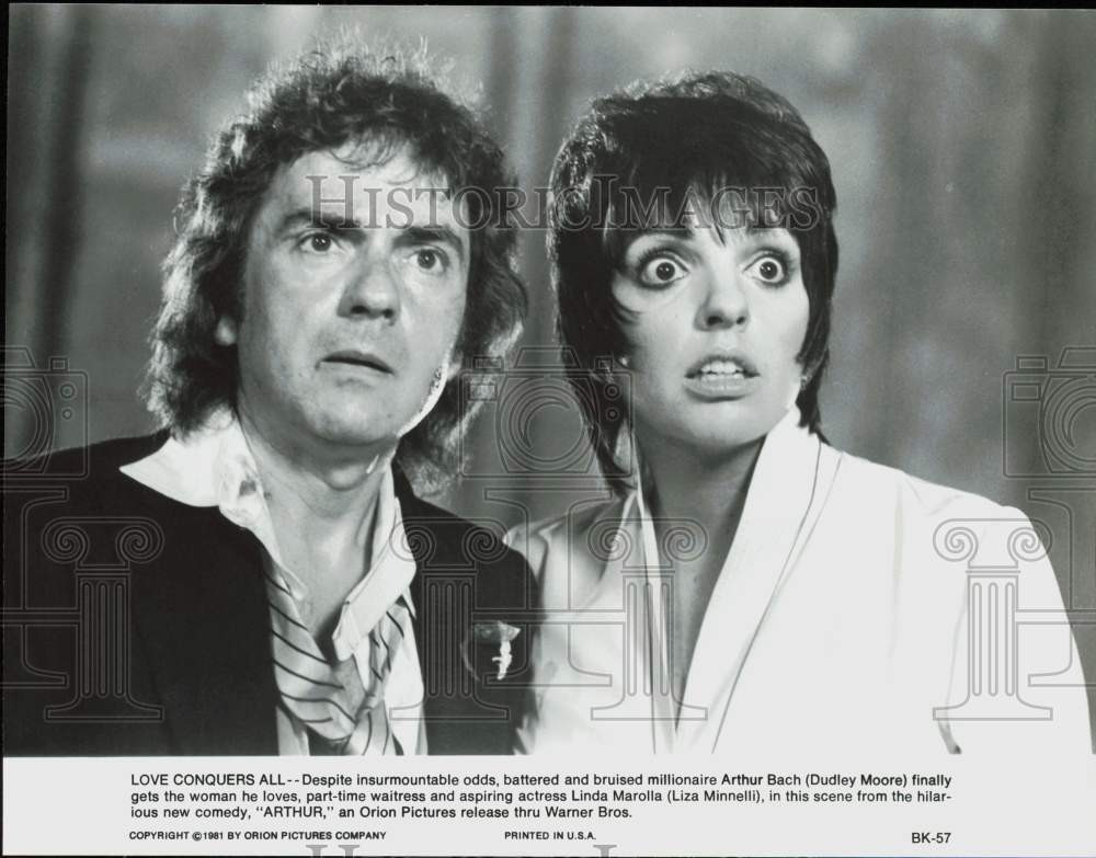 1981 Press Photo Dudley Moore & Liza Minnelli star in the comedy film, 