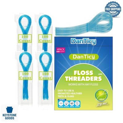 Bulk Dental Floss Threaders for Braces & Implants - 400 Count with Carry Cases