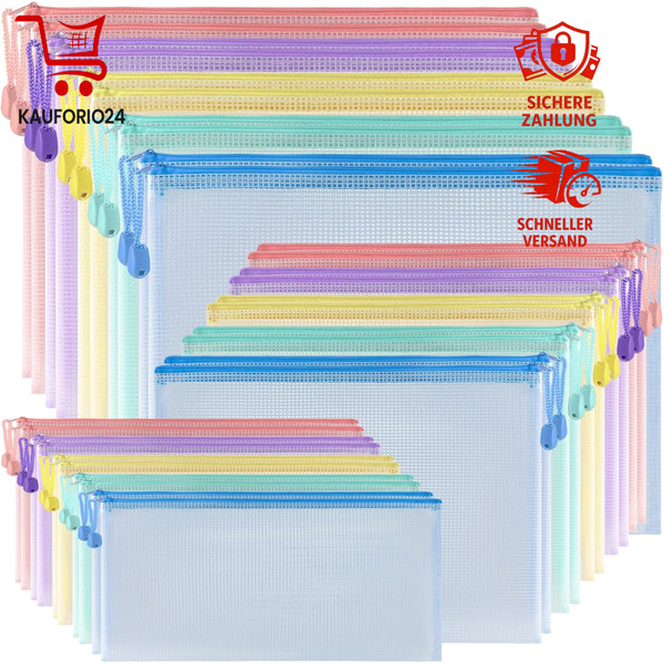Dokumententasche A4 A5 A6 30 StüCk Mesh ReißVerschluss PVC Wasserdicht BüRo-image