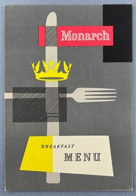 BOAC Monarch Service First Class Airline Menü Frühstück ca. 1950er Jahre B.O.A.C. BA