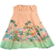 Talbots Dress Womens 18W Peach Floral Linen Lined Sleeveless 40” L Back Zip