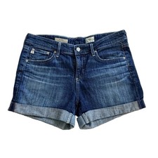 AG Adriano Goldsmied The Hailey Ex-Boyfriend Roll up Denim Shorts Logo 28