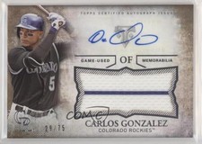 2015 Triple Threads Unity Jumbo Relics Sepia 29/75 Carlos Gonzalez Auto 0c3