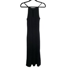 Vtg Y2K Impuls Halter Cutout Midi Maxi Dress Goth Grunge Black L Sexy LBD