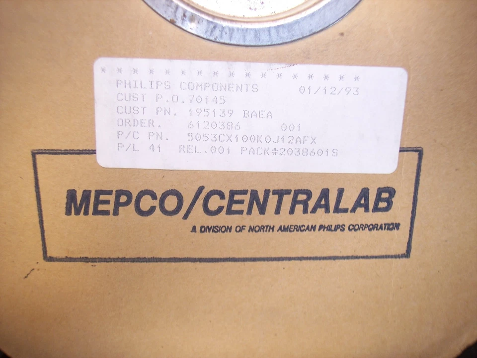 QTY (100) 100K Ohm 1/2W 5% CARBON FILM RESISTORS 5053CX100K0J12AFX PHILIPS/MEPCO - Image 2 of 4