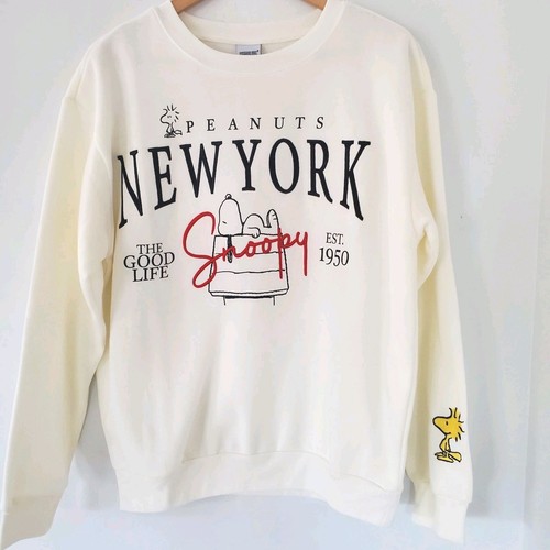 PEANUTS Gr. L Ivory Sweatshirt New York Snoopy Rundhals "The Good Life" Neu ohne Etikett - Bild 14 von 14