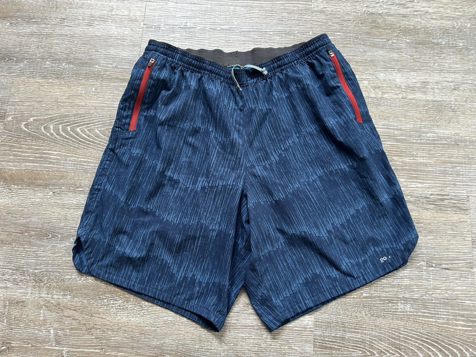 Patagonia Brown Blue Geometric Nine Trails 8" Hiking Shorts Men's Size medium
