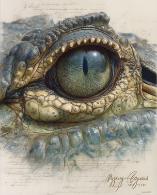 Crocodile Eye Extreme Close-Up with Textured Scales Print - 391478026
