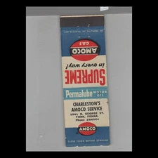 Matchbook Cover Amoco Gas Station Charleston's Amoco Service York, PA