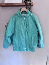 Vintage 80s/90s Tenson Ski Jacket Turquoise with Hood Size M/L Retro